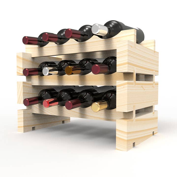 Wine Stash - Wholesale Wine rack - 12 Bottle Modular Wine Rack Kit (4 Bottles Wide X 3 Bottles High)1