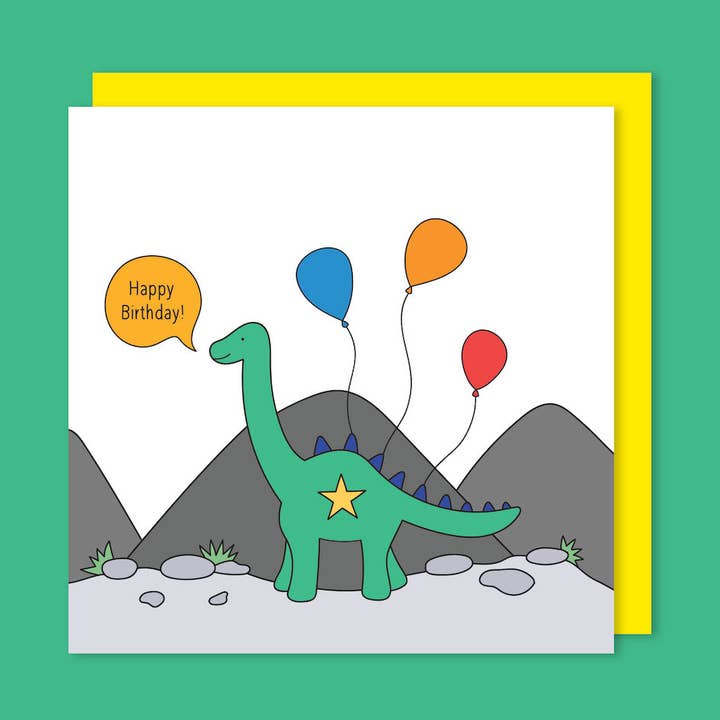 Dinosaur Themed Children's Birthday Card for wholesale by t'art designs