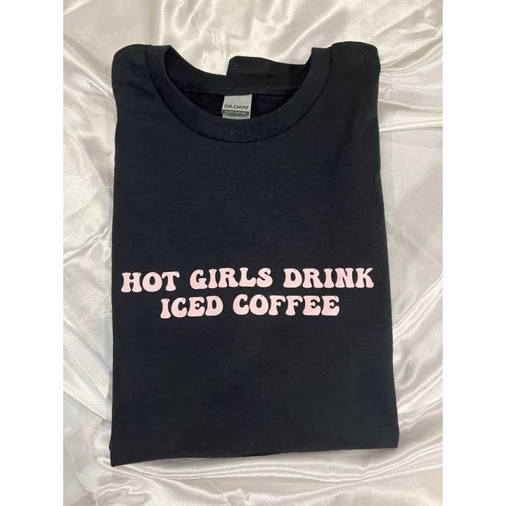 Josie Jade – wholesale Screen printed t-shirt – Women′s – Hot Girls Drink Iced Coffee T-Shirt