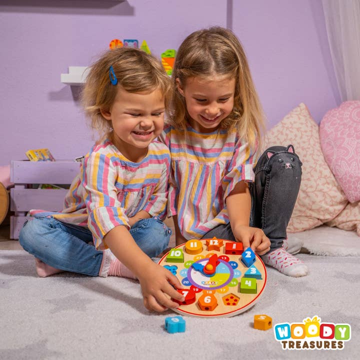Woody Treasures - Wholesale Wood Toy - Kids - Sorting Toy Wooden Teaching Clock for Kids1