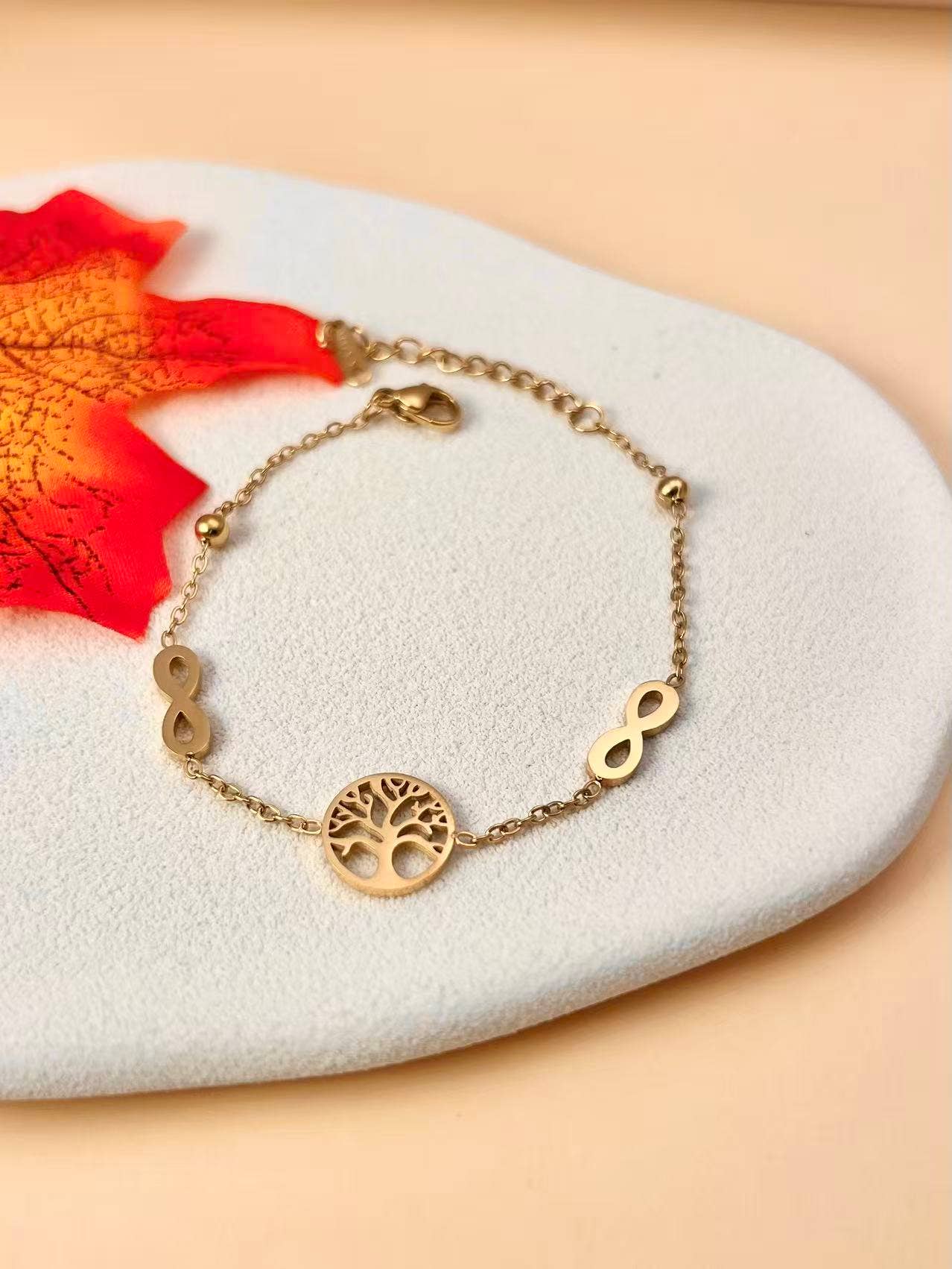 COSMOS - Wholesale Charm/Dangle Bracelet - Tree of Life Bracelet in Gold Stainless Steel1