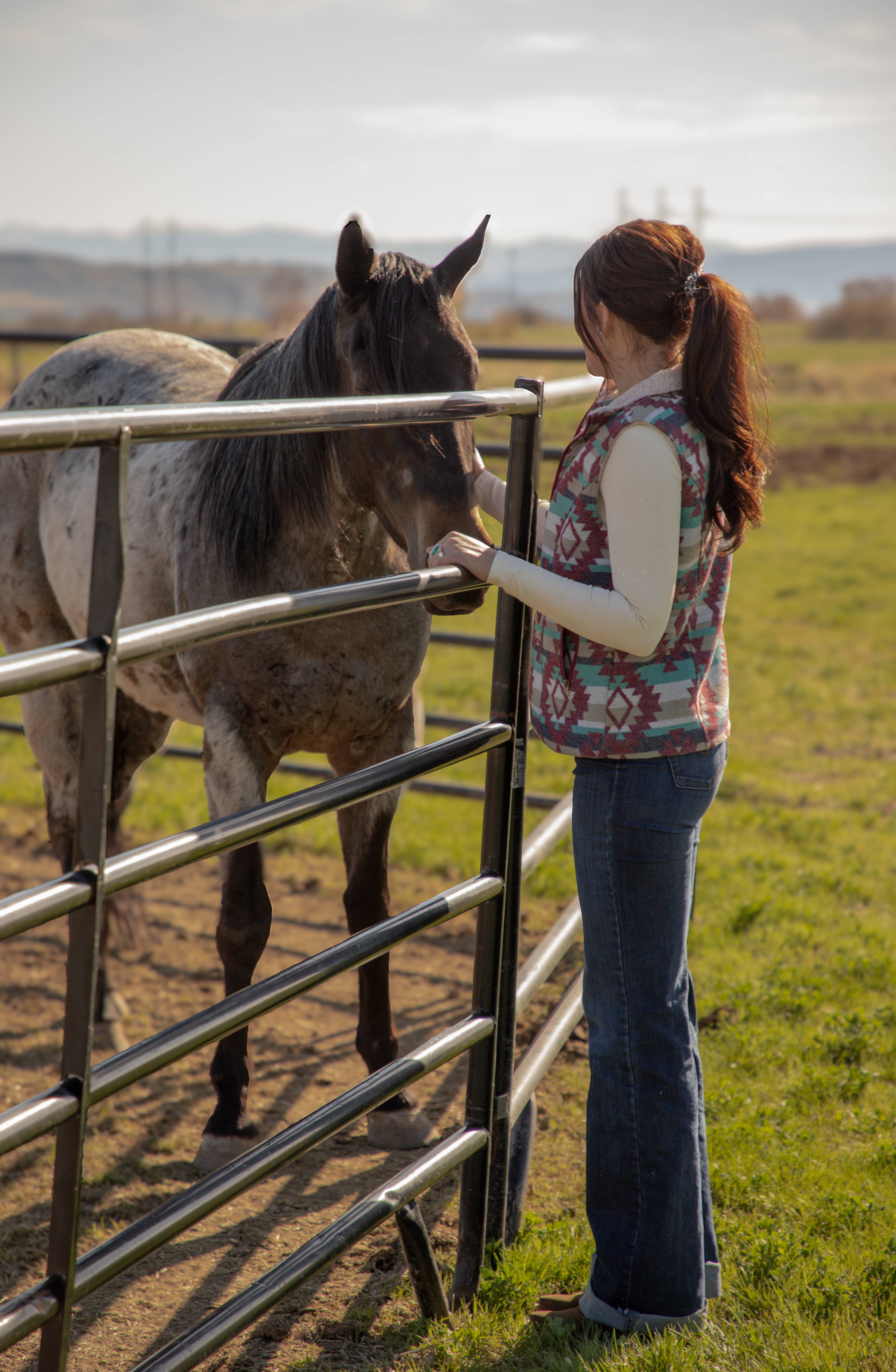 Multi Colored Ladies Aztec Vest with Sherpa Lining-L-25618 for wholesale on Faire2
