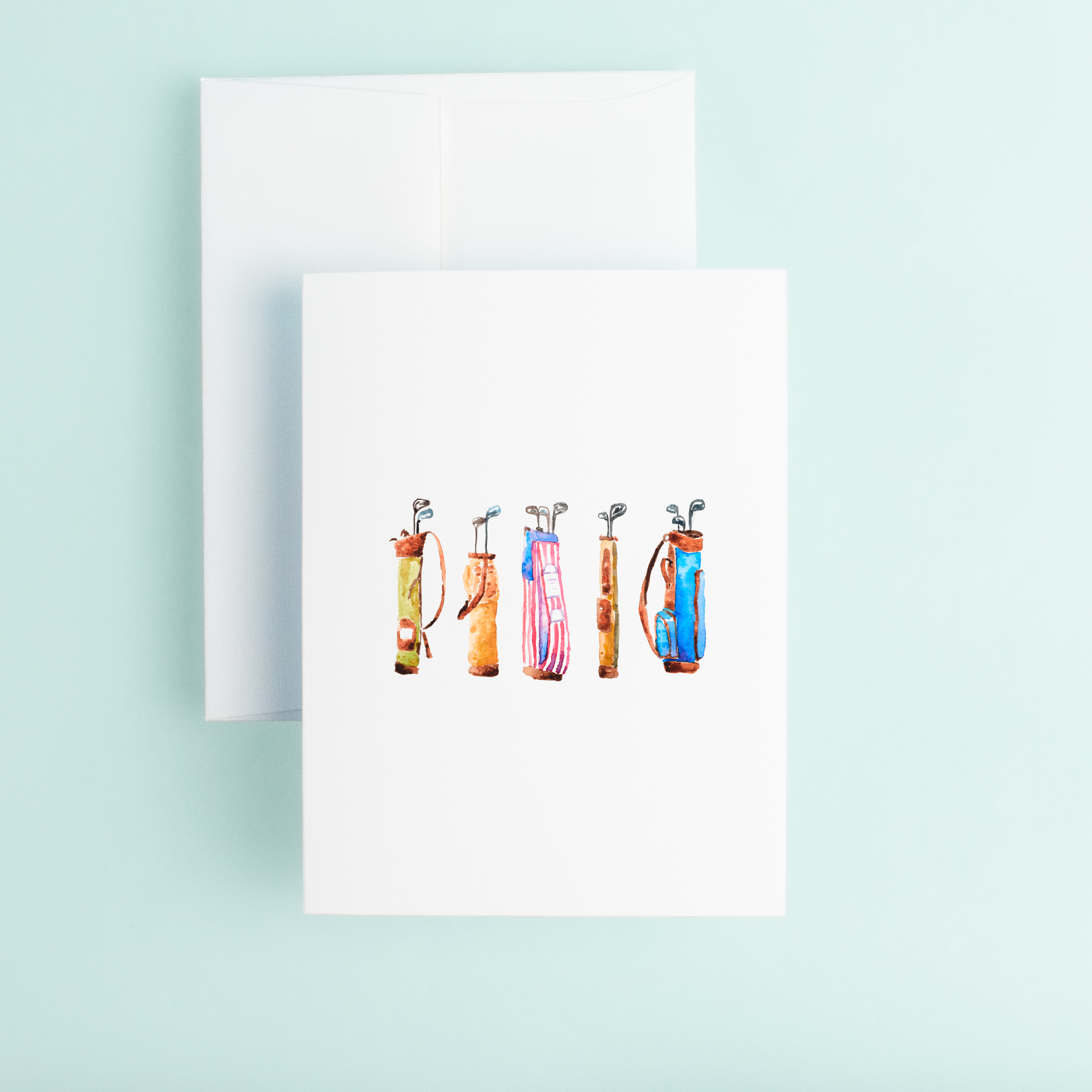 Taylor Paladino - Vendita all'ingrosso Biglietti di auguri generici - Biglietto di auguri per sacche da golf vintage ad acquerello1