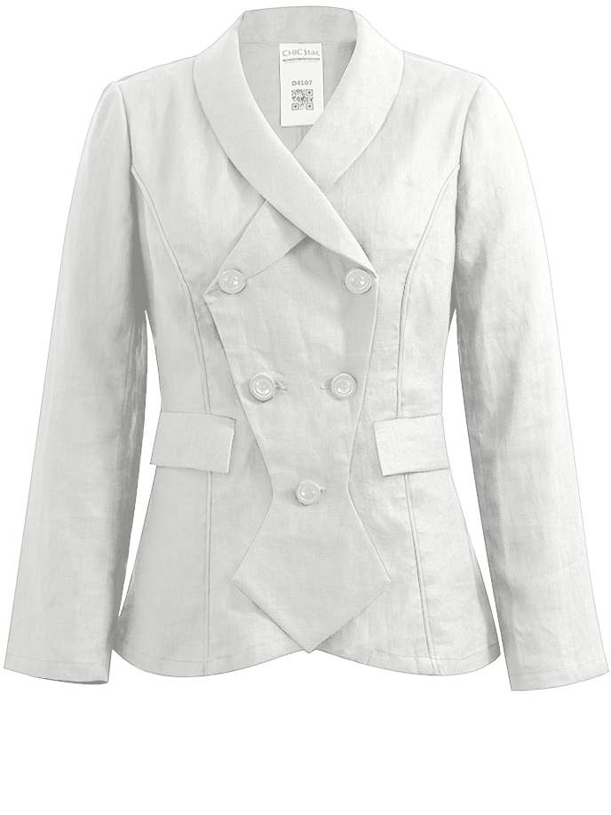 Chic Star Linen Babydoll Blazer Jacket In White 060624 for wholesale by CHIC STAR