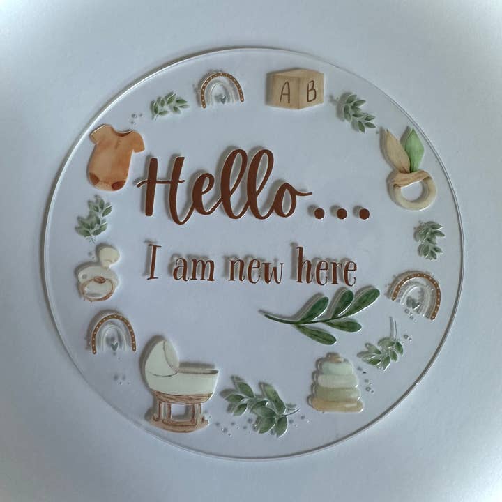 Ted @ Bea – Großhandel Meilenstein-Kunst/Andenken – Kinder & Baby – Hello Baby Announcement Acrylscheibe5