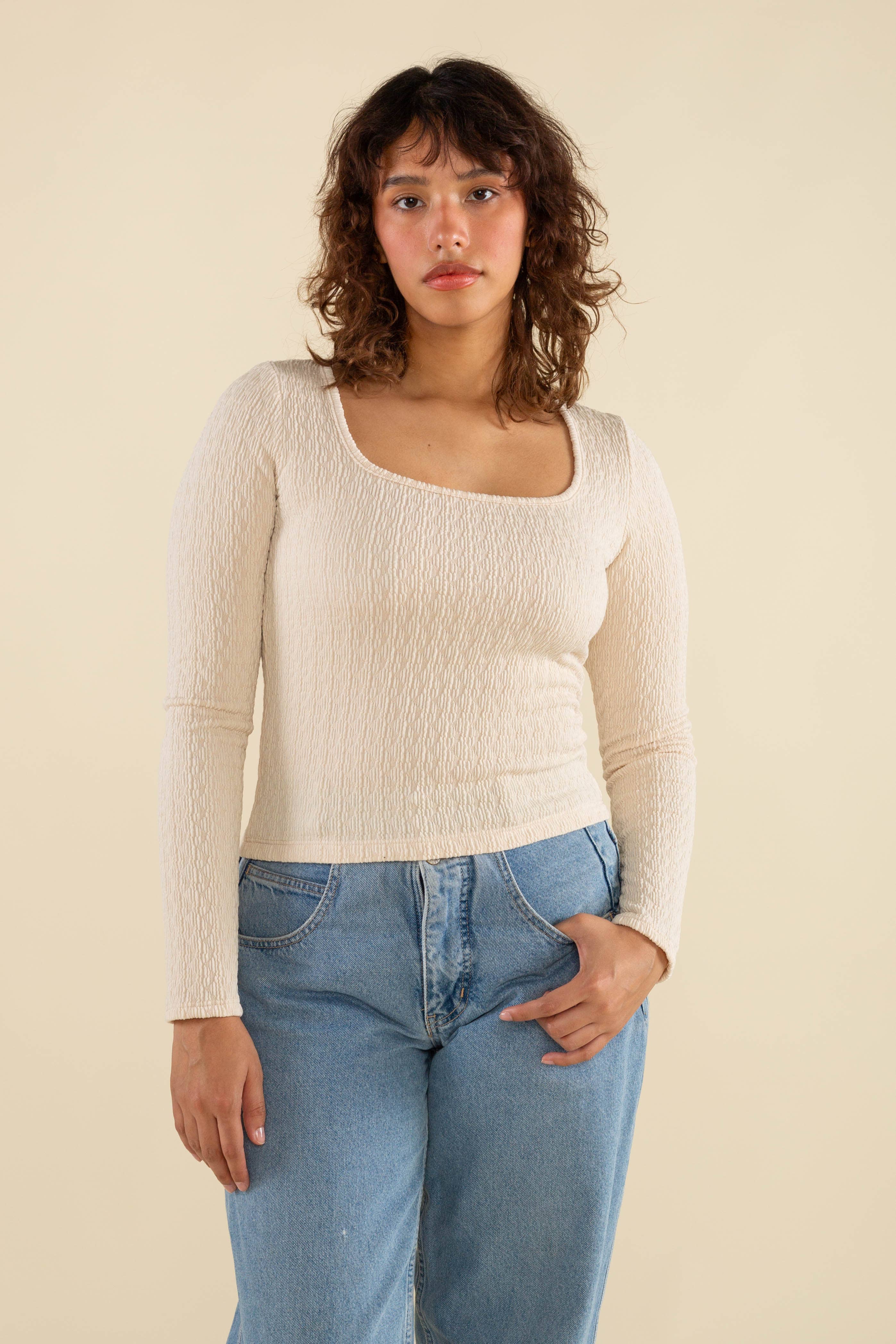 NLT - Wholesale Knit Top - Women's - Murphy Square Neck Textured Long Sleeve Top5