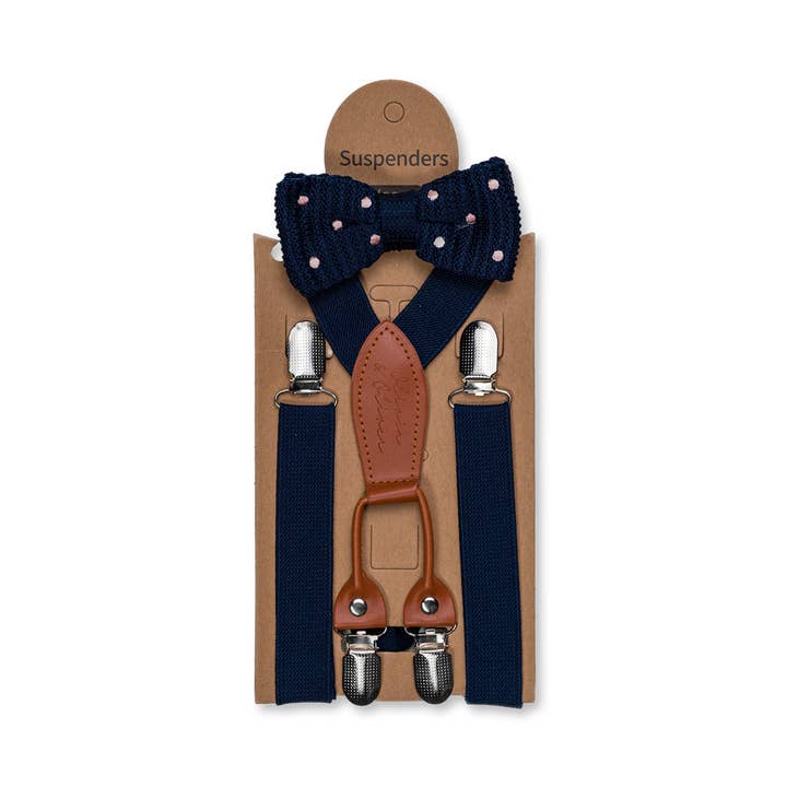 Blue suspenders and bow tie for wholesale by Olivia & Oliver