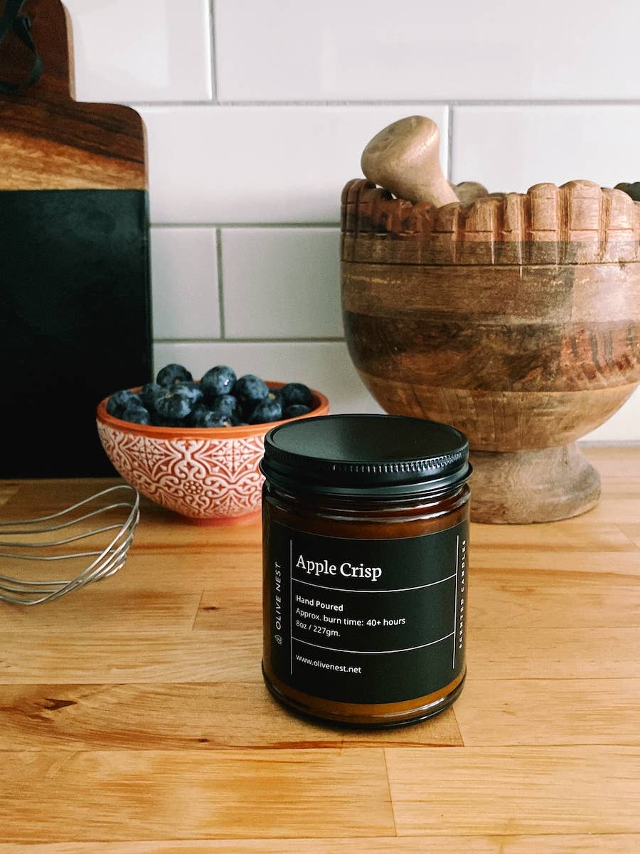 OLIVE NEST - Wholesale Jar/Filled Candle - FALL Favorite Apple Crisp Soy Blend Wood Wick Candle1