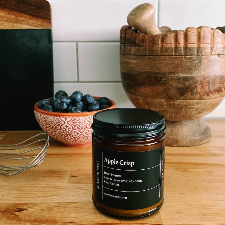 OLIVE NEST - Wholesale Jar/Filled Candle - FALL Favorite Apple Crisp Soy Blend Wood Wick Candle1