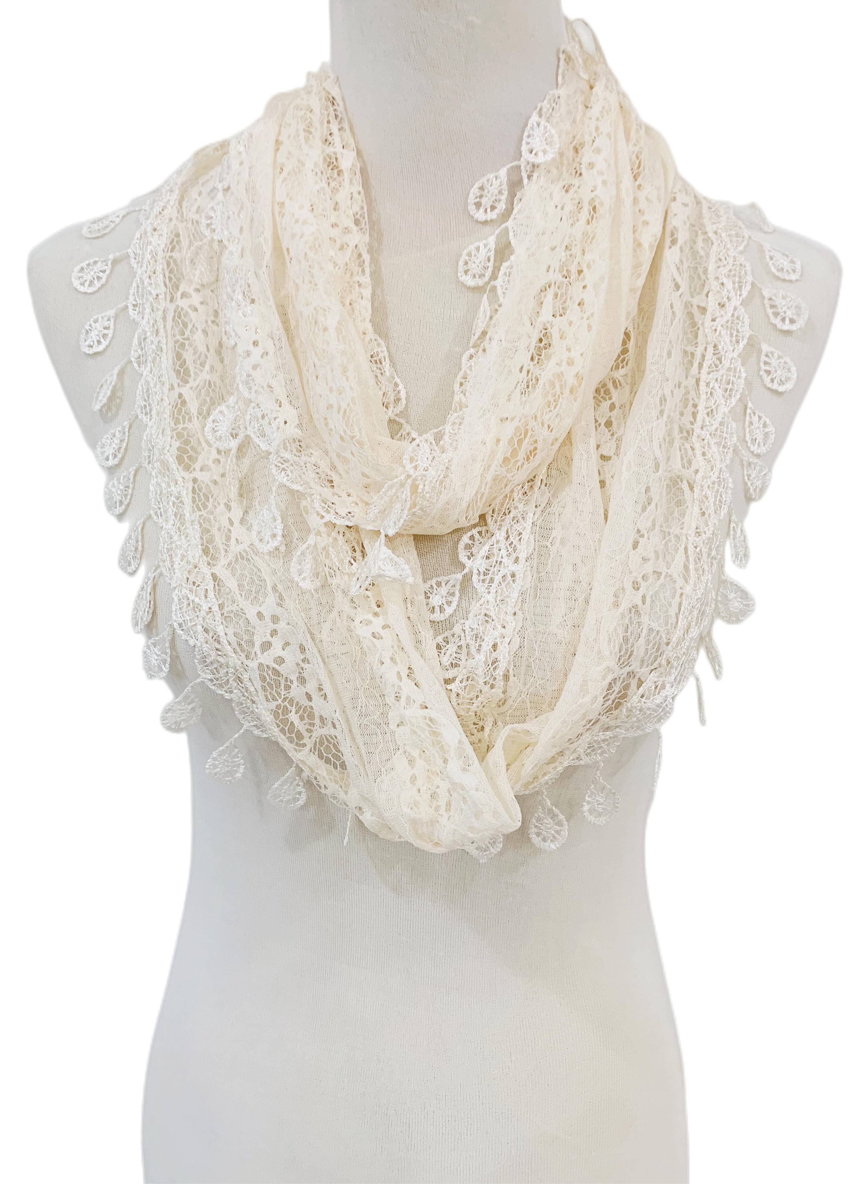 JC Sunny Fashion - Wholesale Scarf - Women's - JC014906 Gorgeous Elegant lace Infinity Scarf3