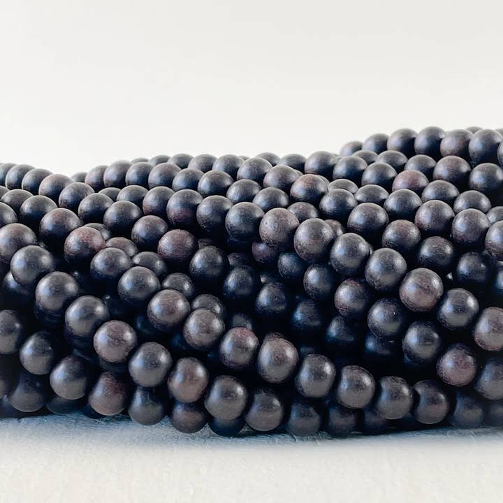 Anne B. Beads – wholesale Beads – Unwaxed Tiger Ebony Wood Kamagong Wood Beads DIY 16" strand
