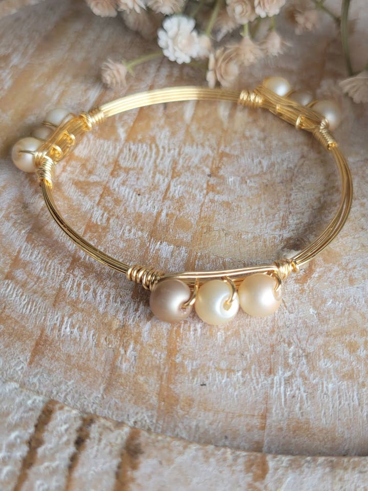 Satin Pearl Bangle for wholesale by JEMdesigns