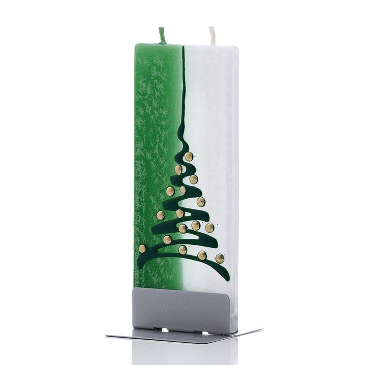 Flatyz Candles - Wholesale Novelty Candle - Flat Handmade Candle-Christmas Tree Green & White