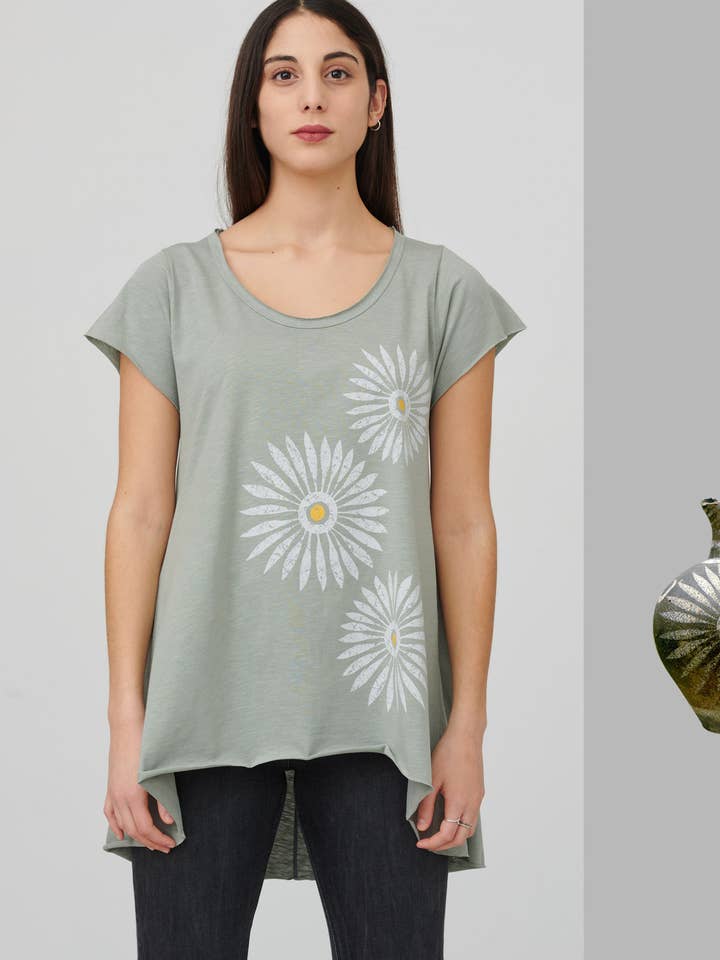 TUNIC ROSETTES LIGHT GREEN for wholesale by inspira
