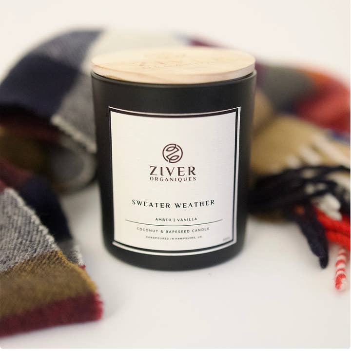 Ziver Organiques – wholesale Jar/filled candle – Sweater Weather | Amber Vanilla Scented Candle1