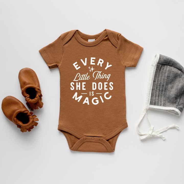 Gladfolk - Wholesale Bodysuit (Non-Footed) - Baby - Camel Organic Every Little Thing She Does Is Magic Bodysuit