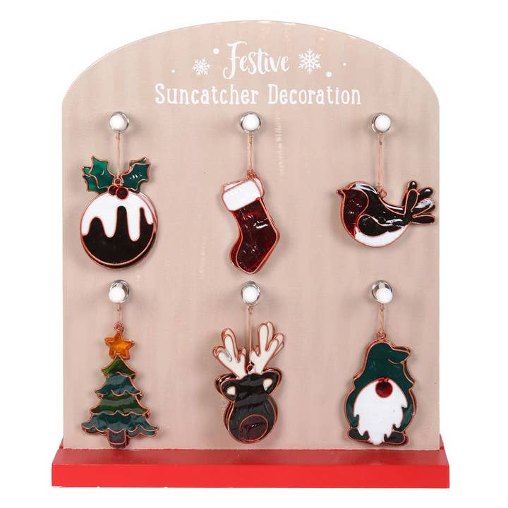 Something Different Wholesale - Wholesale Suncatcher - Set of 24 Festive Christmas Suncatchers on Display