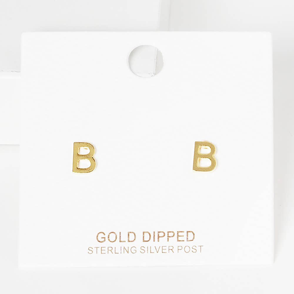 Sensibling Corp. - Wholesale Stud/Post Earrings - Gold Dipped Metal Initial Monogram Stud Earrings69