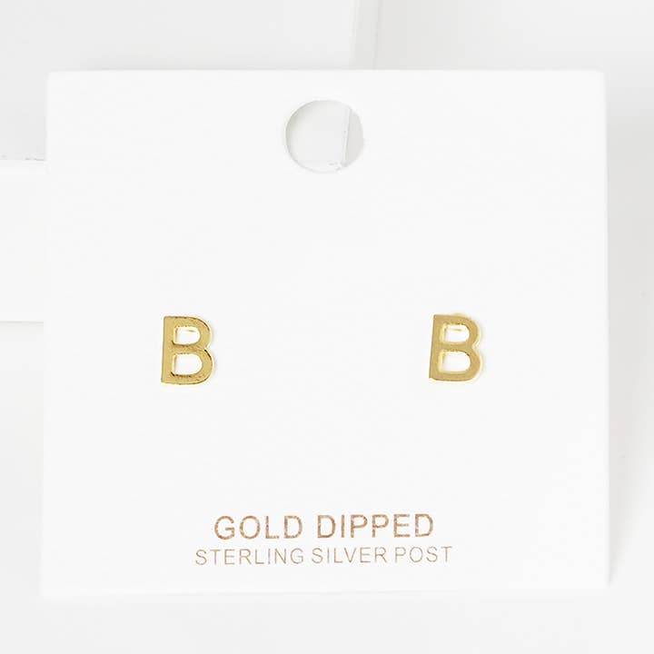 Sensibling Corp. - Wholesale Stud/Post Earrings - Gold Dipped Metal Initial Monogram Stud Earrings69