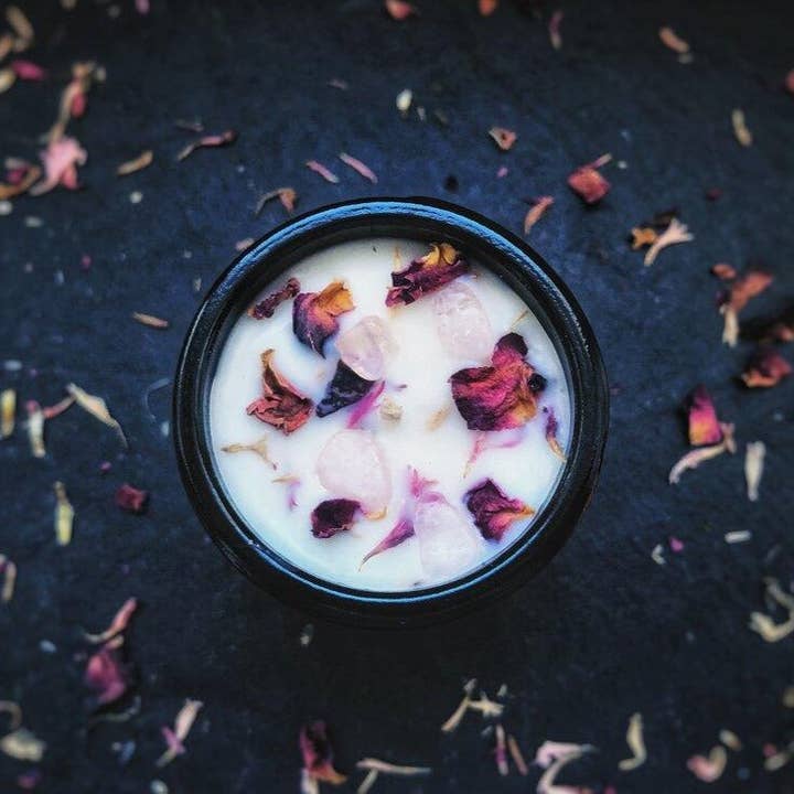 Atelier Oracle - Venta al por mayor Velas en tarros - Vela Rose and Verbena «Love and Sweetness», cuarzo rosa2