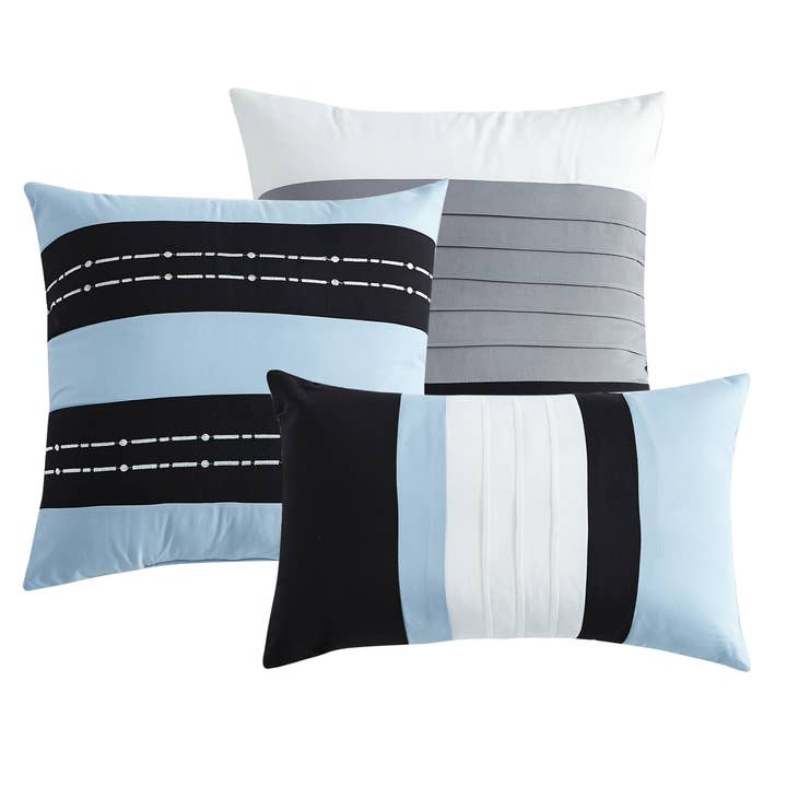 Red Barcelona 7 Pc Comforter Set in King Size in Color Blue for wholesale on Faire