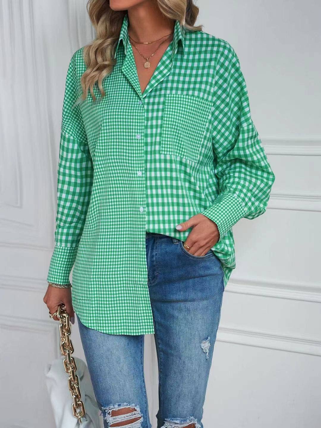 Miss Sparkling - Wholesale Button Down Shirt - Women's - Plaid button up top5