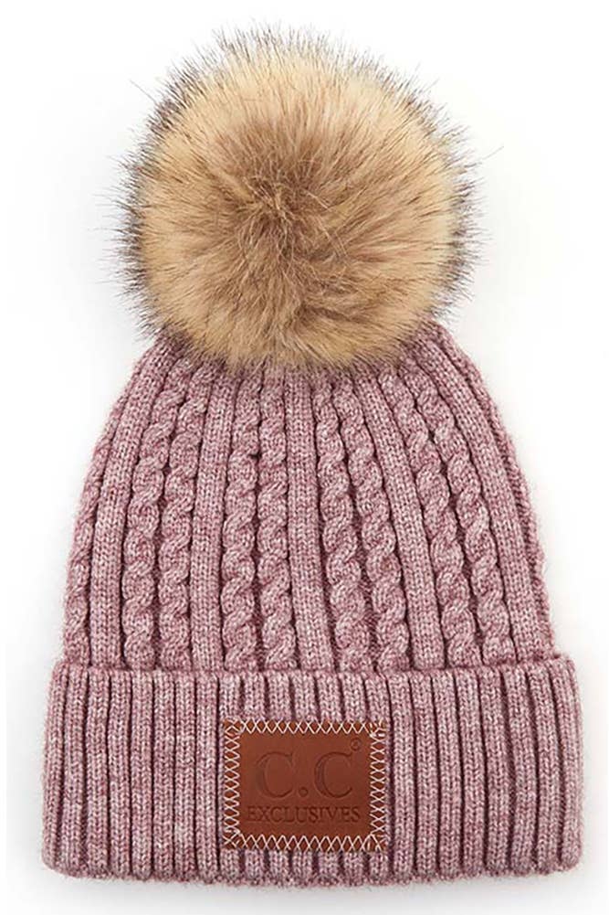 Hana - Wholesale Beanie - Women's - C.C Double Braided Beanie With Pom Winter Hat3