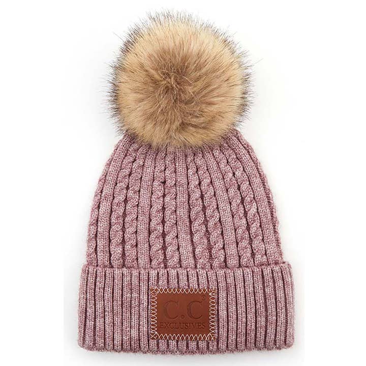 Hana - Wholesale Beanie - Women's - C.C Double Braided Beanie With Pom Winter Hat3