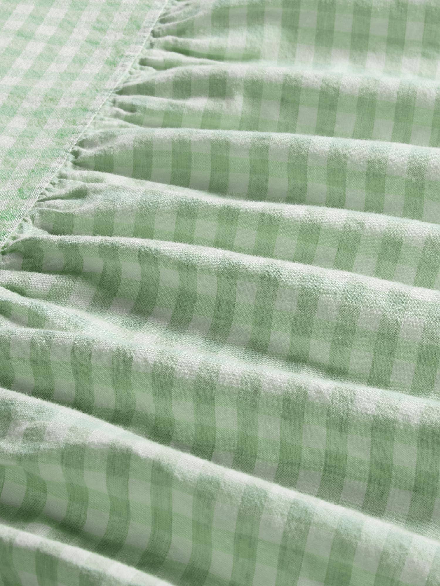 Piglet in Bed USA - Wholesale Bedskirt - Sage Gingham Linen Blend Bed Skirt1
