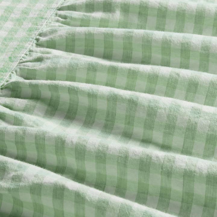 Piglet in Bed USA - Wholesale Bedskirt - Sage Gingham Linen Blend Bed Skirt1