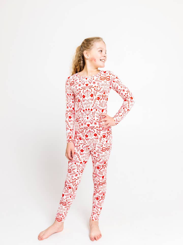 No Greater Love Pink PJ Long Sleeve Set Cotton for wholesale by Holy Pals