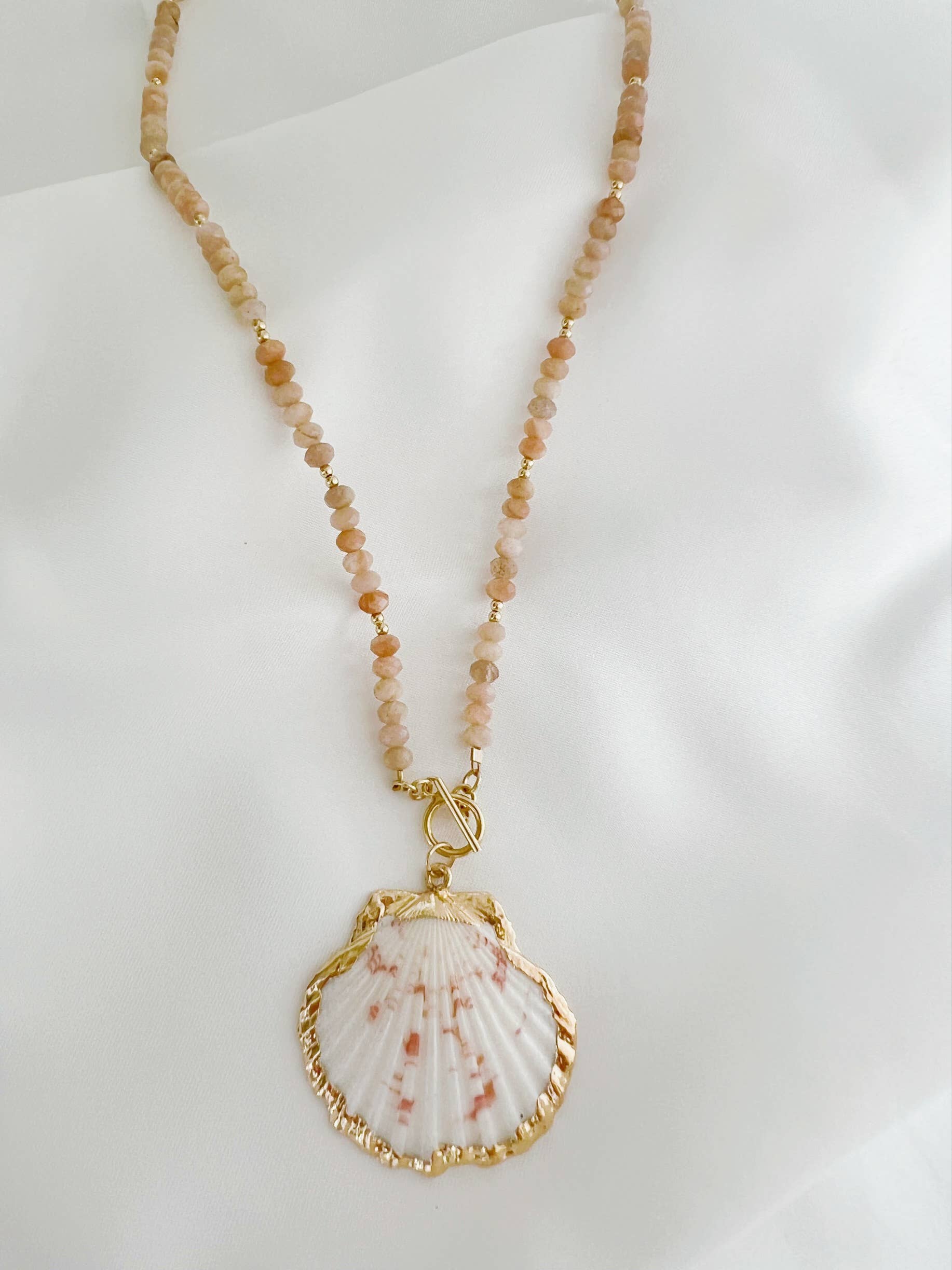 True by Kristy Jewelry - Wholesale Beaded/Pearl Necklace - Big Island Shell Sunstone Beaded Toggle Necklace Gold Filled6