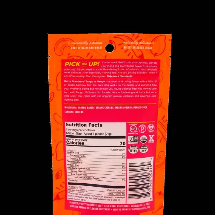 Nutty Goodness – wholesale Dried/dehydrated fruit – 6 oz Tango a Mango healthy fruit and nut snack