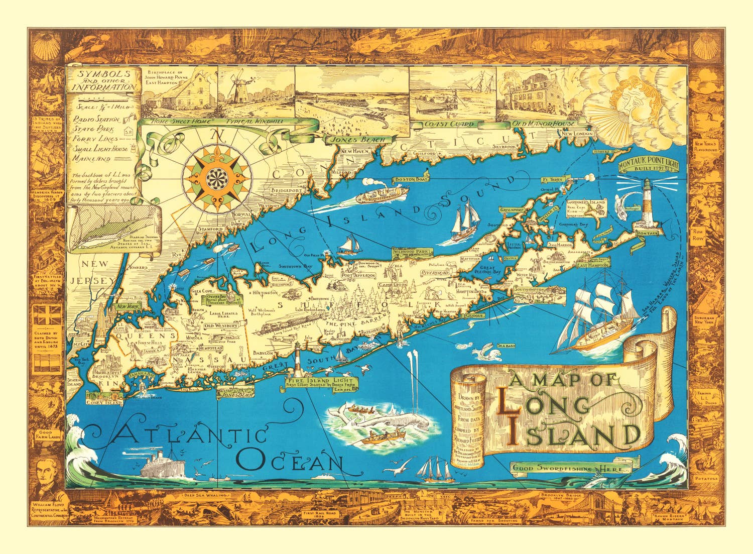 Ted's Vintage Art - Wholesale Map - Vintage Map of Long Island, New York 19334