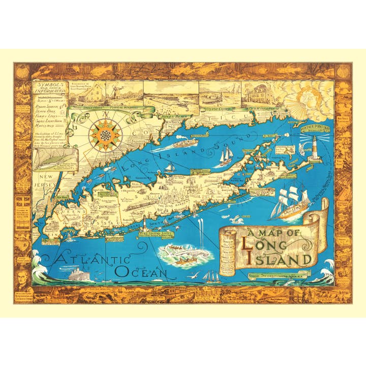 Ted's Vintage Art - Wholesale Map - Vintage Map of Long Island, New York 19334