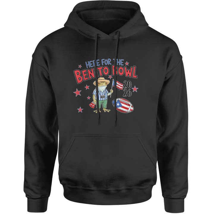 Frog Here for the Benito Bowl Football Adult Hoodie Sweatshirt for wholesale by Expression Tees