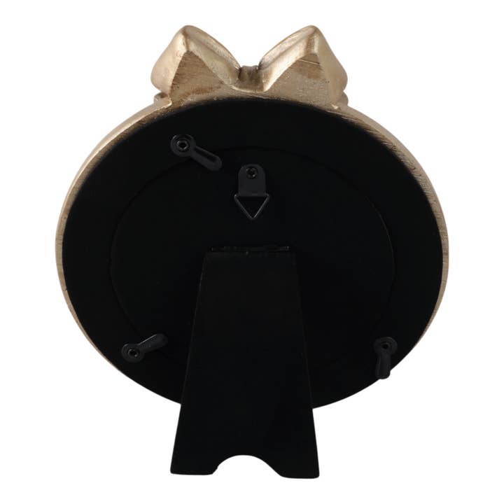 Sagebrook Home - Wholesale Picture Frame - Gold 4x4 in. Polyresin Glam Round Photo Frame with Bow
