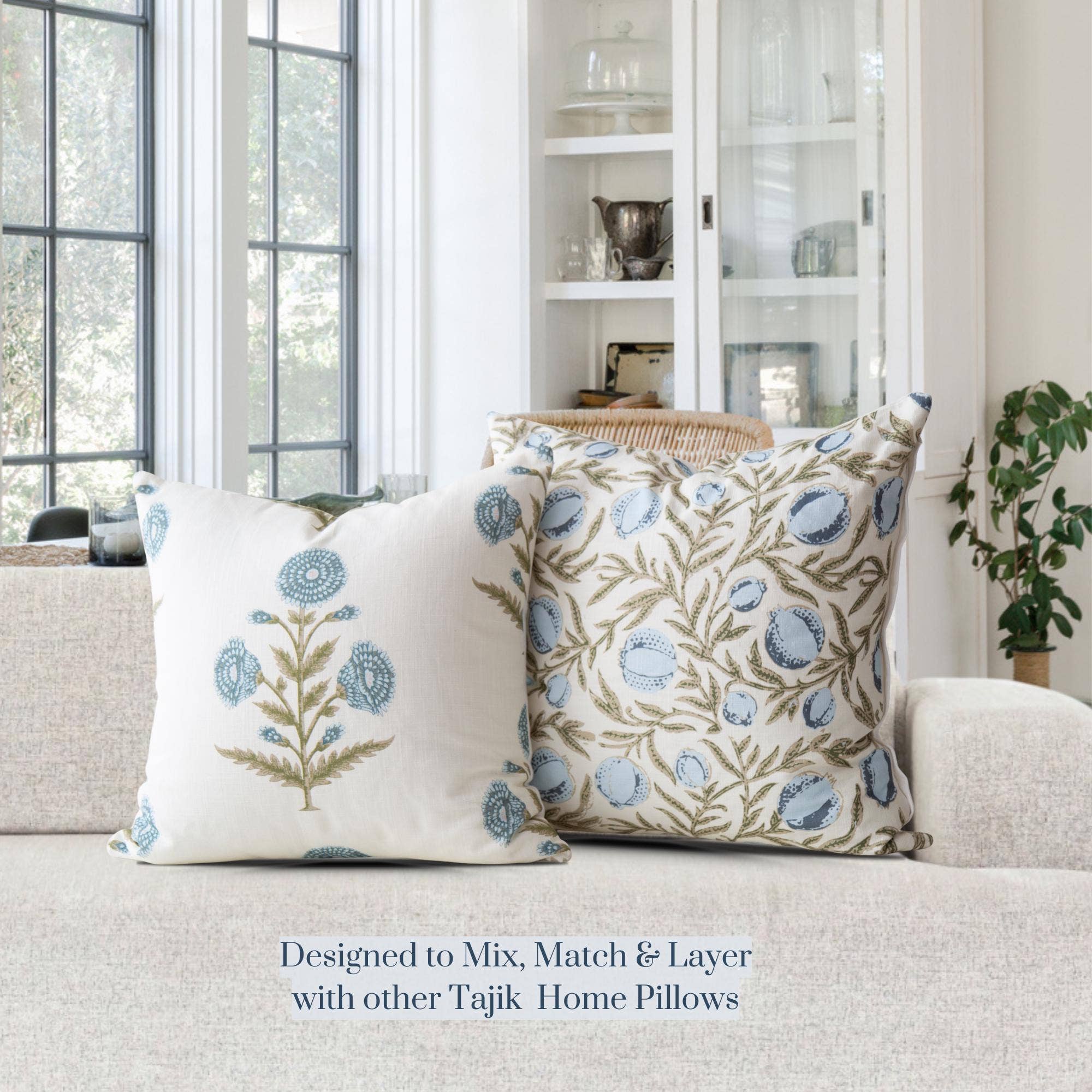 Tajik  Home  LLC - Wholesale Throw Pillow Cover - Alisa Blue Block Print Pillow Cover2