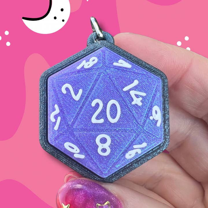 Gamer Dice 20 sided Fidget Toy Clicker Keychain Bag Charm for wholesale by The Foxy Hipster