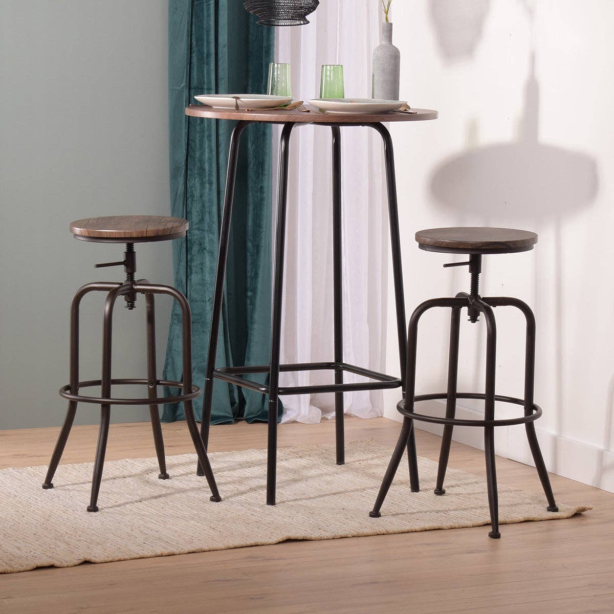 39F Inc. - Wholesale Stool - ANACLETUS 27''-30'' Adjustable Height Swivel Lift Bar Stools5