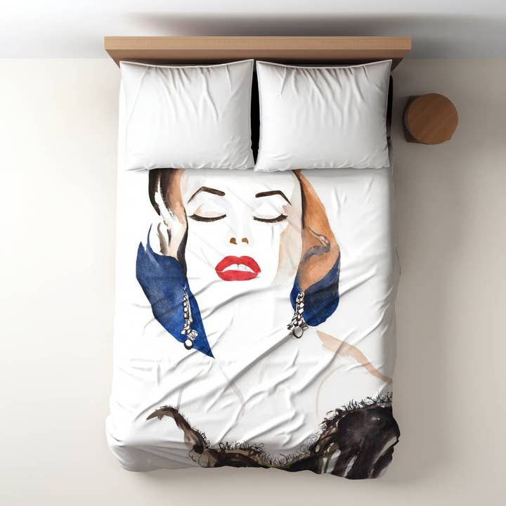 Marron Marilyne Monroe Vintage Chic | Housse de couette double en vente sur Faire