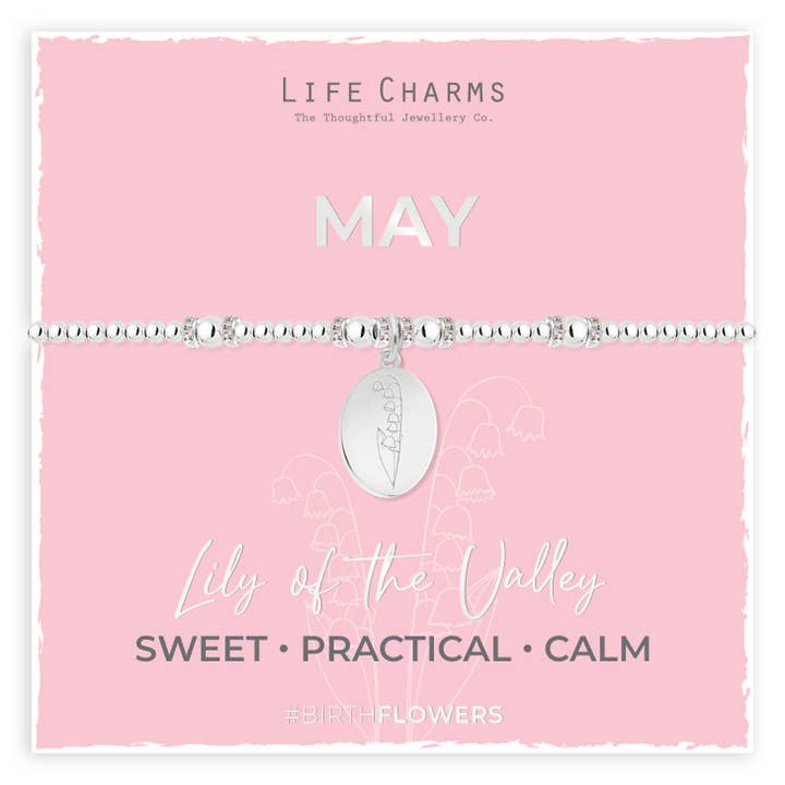 May Lily of the Valley Birth Flower Charm Bracelet for wholesale by Life Charms