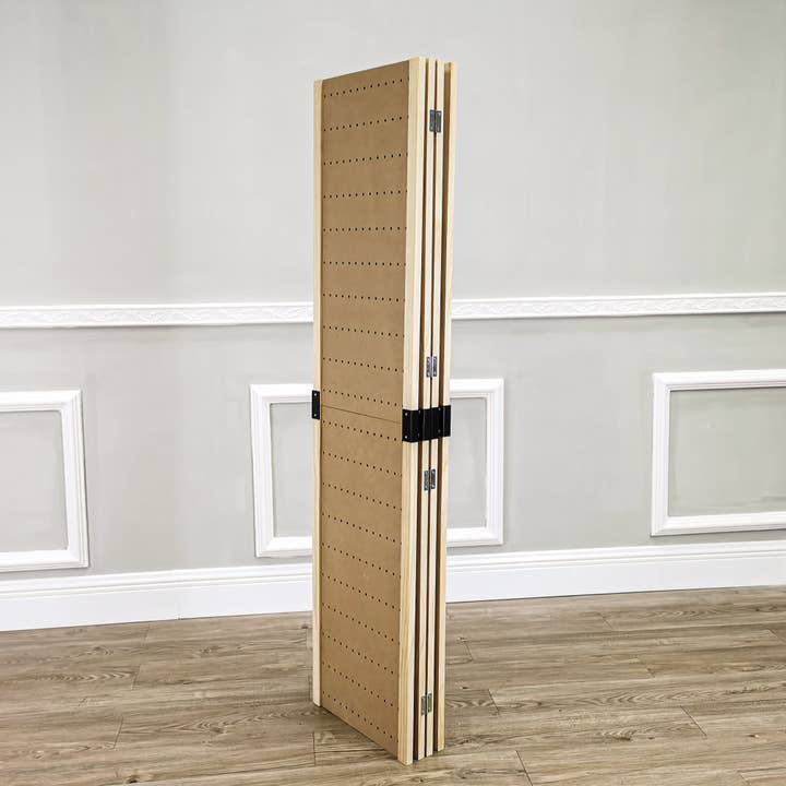 FIXTUREDISPLAYS - Wholesale Room Divider - 4 Panels 5 FT PegBoard Room Divider Folding Privacy Screen 101445