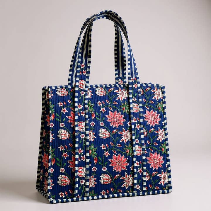 Blue Floral Bag for wholesale by Feel The Cotton Inc