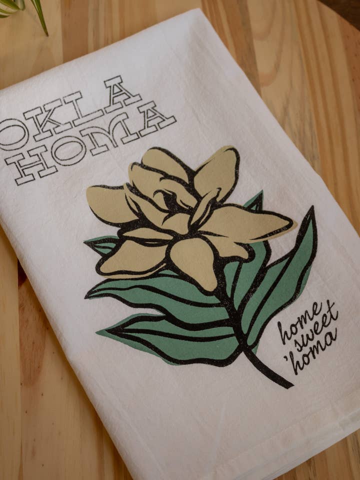 Home Sweet Oklahoma Magnolia Tea Towel for wholesale by Shop Good