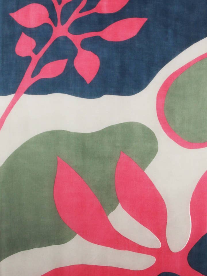 Navy Palm Wool Scarf for wholesale by Les Belles Vagabondes