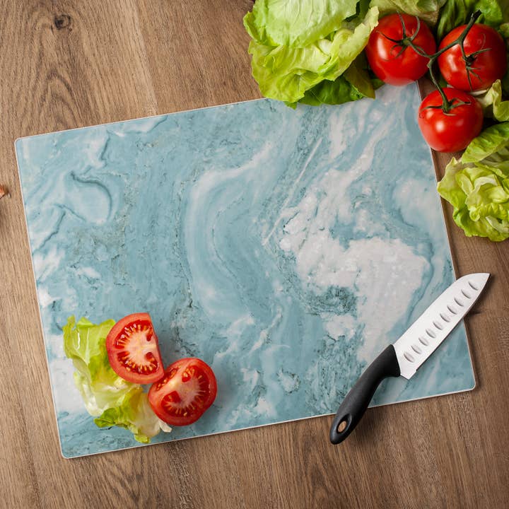 CounterArt/Highland Home/Thirstystone/CoasterStone - Wholesale Cutting Board - Teal Quartz Design 15" x 12" Tempered Glass Cutting Board