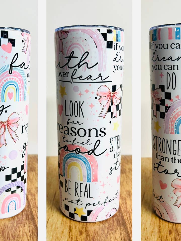 Bicchiere Sottile da 20oz con Affermazioni di Felicità per la vendita all'ingrosso da parte di HBT Custom Creations