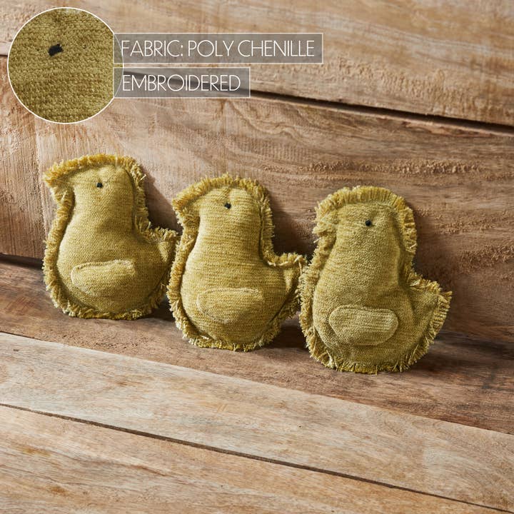 VHC Brands - Wholesale Ornament - Spring In Bloom Primitive Baby Chicks Bowl Fillers Set of 3 5x4