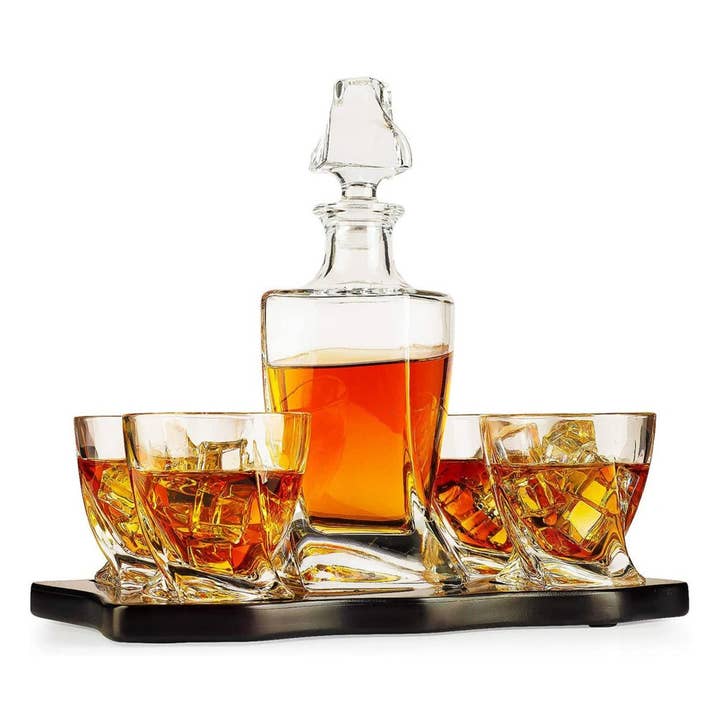 The Wine Savant / Khen Glassware – wholesale Dekanter – Europeisk stil whisky och vin Twist Spiral karaff med 4
